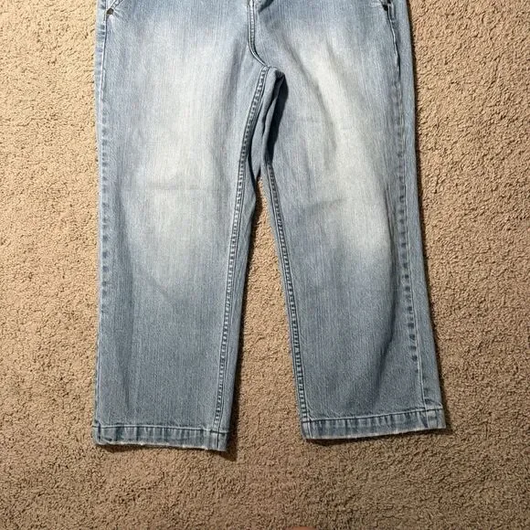 Calvin Klein Women's Light Wash Capri Wide Jeans High Rise Stretch Denim Y2K 14 - Picture 3 of 11